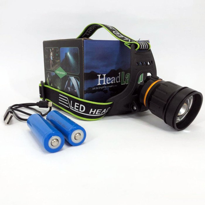 Ліхтар налобний BL-A8-P50, 2 акумулятори 18650, zoom, ЗУ microUSB, ліхтарик на голову із зарядкою