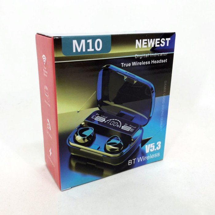 Бездротові навушники M10 з мікрофоном та док станцією-кейсом, бездротові bluetooth навушники-гарнітура