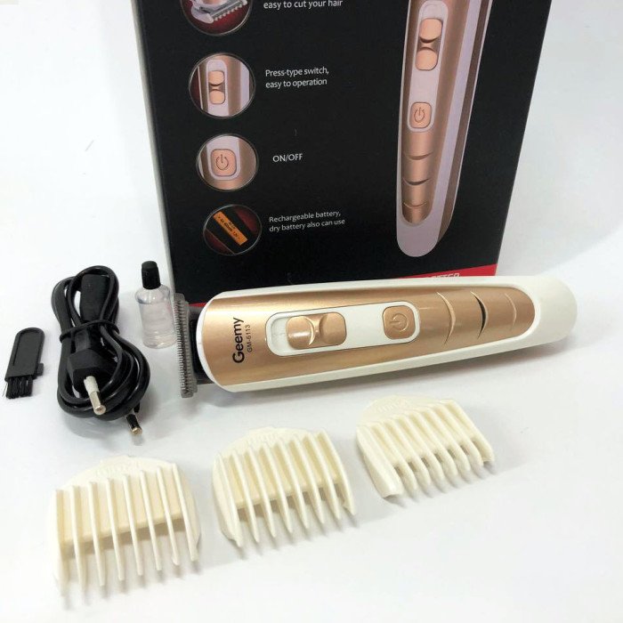 Машинка для стрижки волосся Gemei GM-6113 акумуляторна, чоловіча машинка для гоління. Колір: золотий