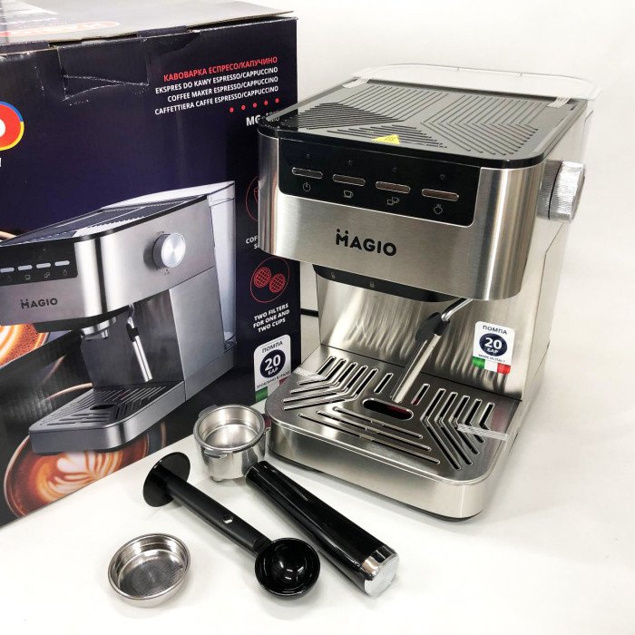 Кавоварка рожкова MAGIO MG-453 960 Вт, кавоварка з можливістю приготування еспресо, кавоварка латте