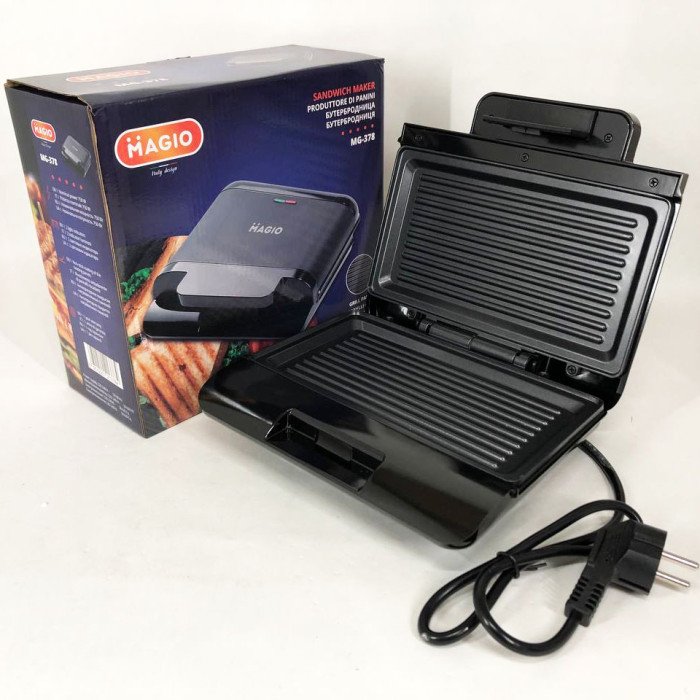 Бутербродниця MAGIO MG-378 750 Вт з антипригарним покриттям, Настільний гриль електричний-притискний