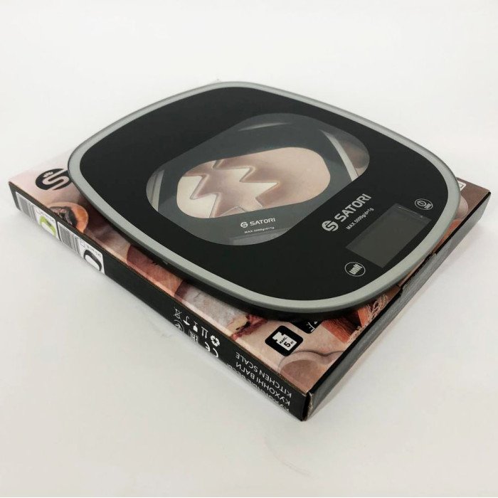 Кухонні ваги Satori SKS-221-BL до 5кг, електронні кухонні ваги, точні кухонні ваги. Колір: чорний