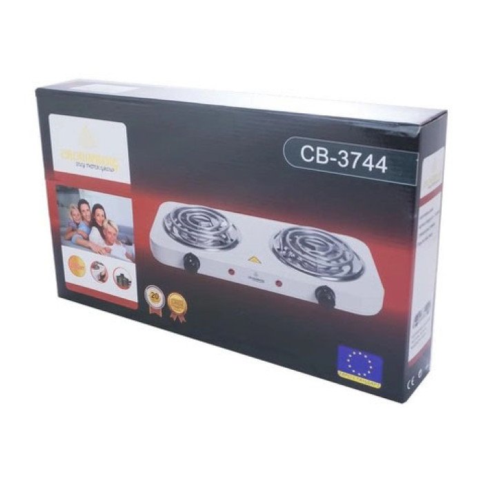 Плита електрична настільна Crownberg CB-3744 двоконфоркова спіральна 2000 Вт