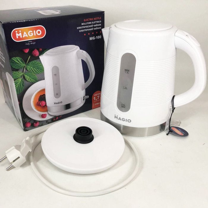 Електрочайник MAGIO MG-100 1.7 л 1700 Вт, електронний чайник, чайник дисковий, гарний електричний чайник