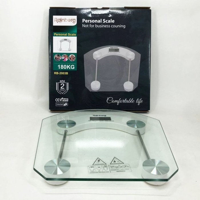 Ваги підлогові Rainberg RB-2003B на 180 кг скляні, побутові ваги підлогові, електронні ваги підлогові