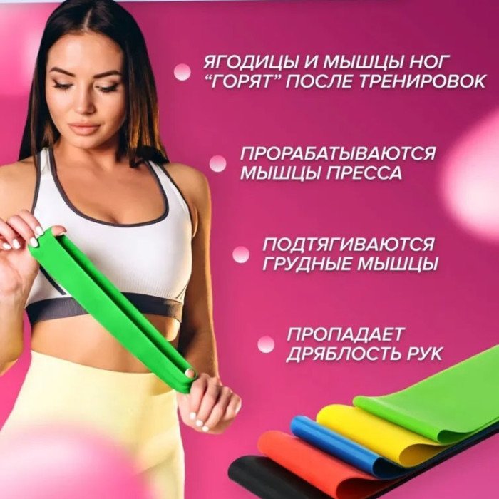 Еспандер стрічковий для фітнесу, Еластична гумка фітнес, Резинка еспандер для фітнесу вправи