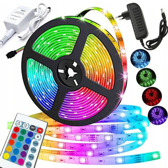 Світлодіодна стрічка SMD 5050 RGB LED 5 м IP65 з bluetooth контролем. підключення 220V