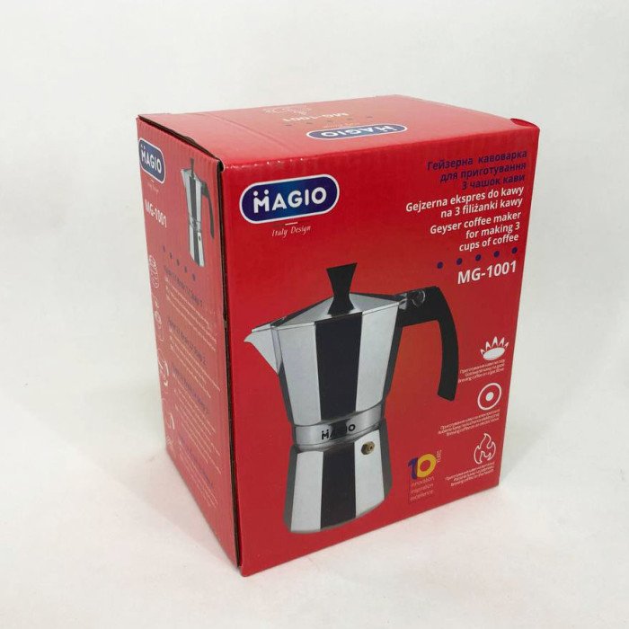 Гейзерна кавоварка Magio MG-1001 150 мл, гейзерна турка для кави, гейзерна кавоварка з нержавіючої сталі