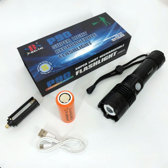 Ліхтар акумуляторний X-Balog BL-B88-P90, яскравий ліхтарик, якісний ліхтарик, потужний ручний ліхтарик