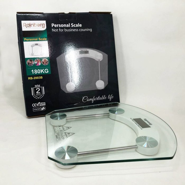 Ваги підлогові Rainberg RB-2003B на 180 кг скляні, побутові ваги підлогові, електронні ваги підлогові