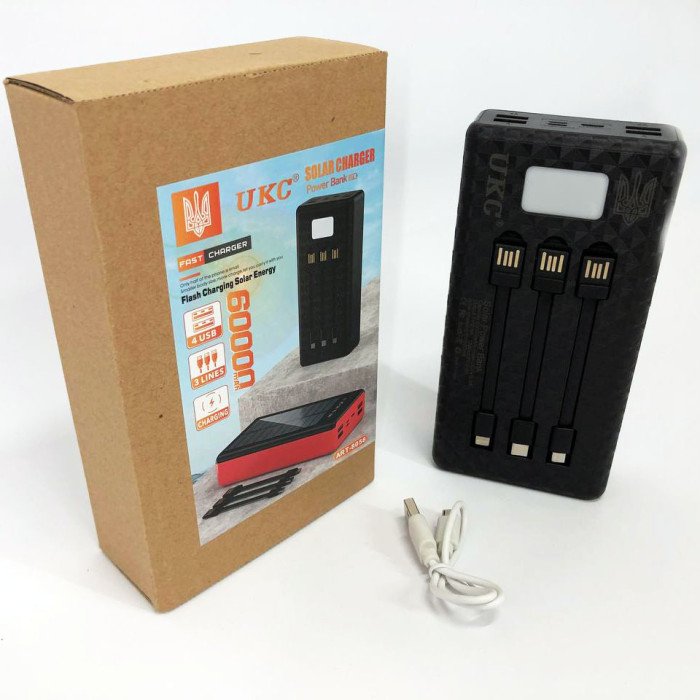 Портативна мобільна зарядка (Павербанк) POWER BANK SOLAR 60000MAH, переносний акумулятор для телефону