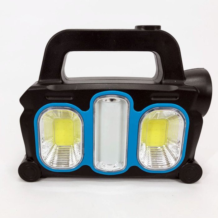 Ліхтар ручний на сонячній батареї 3в1 HB-6168-LED+2COB з боковою лампою, на 3 режими (з функцією Power Bank)