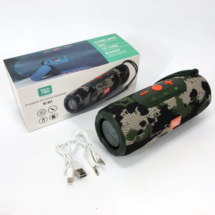 Портативна колонка Bluetooth TG341 зі шнурком, акумуляторна колонка для музики. Колір: камуфляж