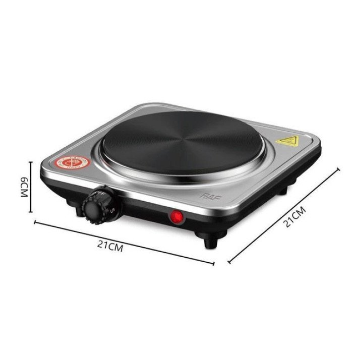 Електроплита на 1 конфорку RAF-8843 1000 Вт із нержавіючої сталі дискова, міні електроплита