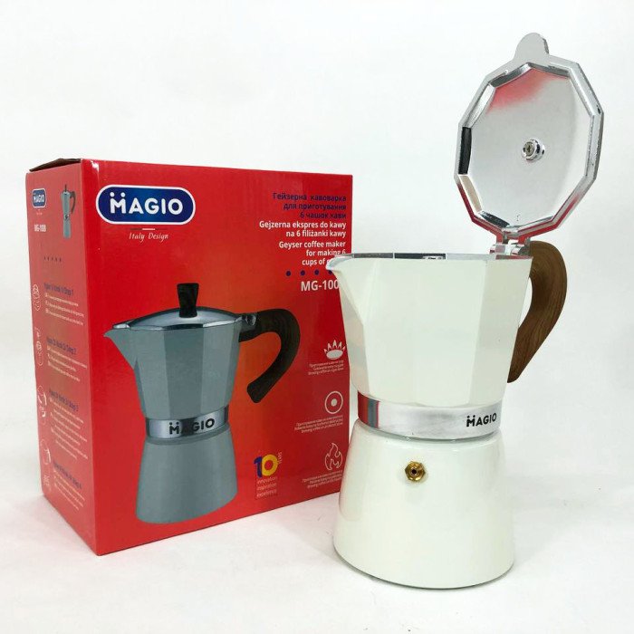 Гейзерна кавоварка Magio MG-1008 300 мл, кавоварка для індукційної плити, гейзерна турка для кави