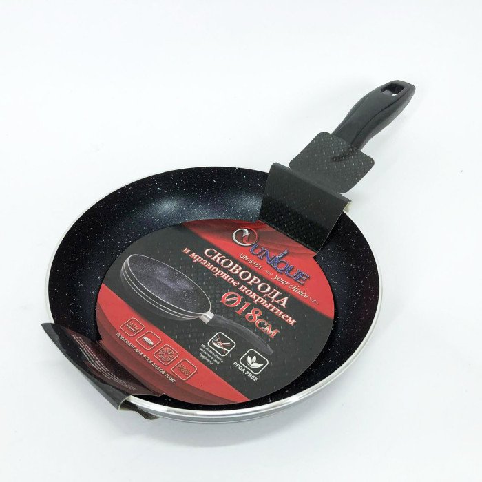 Сковорода UNIQUE UN-5151 антипригарне гранітне покриття 18 см темний мармур