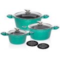 Набір посуду Edenberg EB-7427 2.6/4.4/6.3 л з антипригарним мармуровим покриттям та індукцією 8 предметів