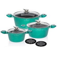 Набір посуду Edenberg EB-7427 2.6/4.4/6.3 л з антипригарним мармуровим покриттям та індукцією 8 предметів