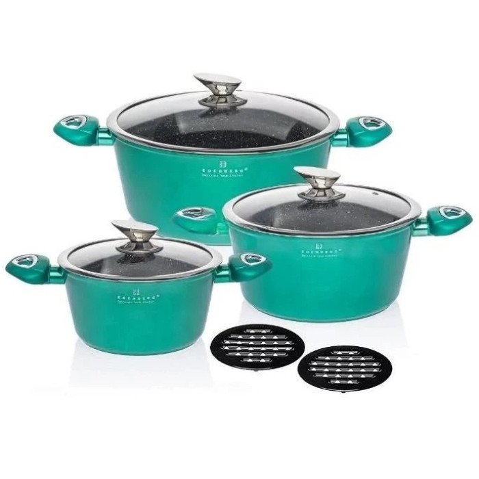 Набір посуду Edenberg EB-7427 2.6/4.4/6.3 л з антипригарним мармуровим покриттям та індукцією 8 предметів