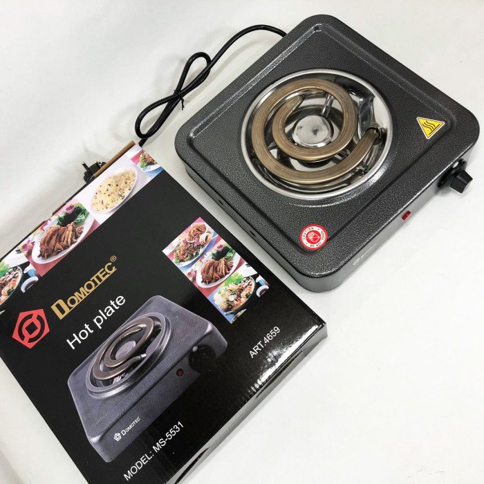 Електроплита Domotec MS-5531, електроплита настільна одноконфоркова, електроплита для дачі. Колір: сірий