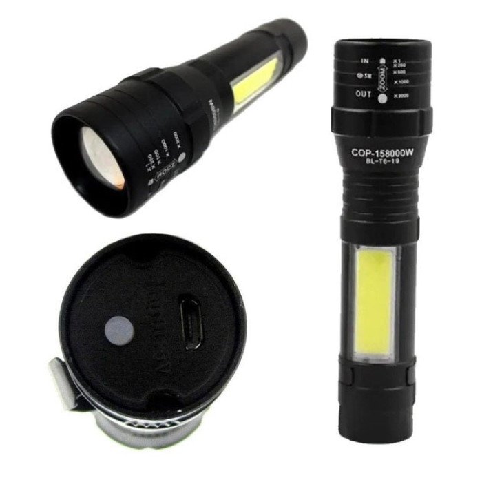 Ліхтар кишеньковий з металевим корпусом Police Bailong BL-T6-19, потужний акумуляторний лед ліхтарик