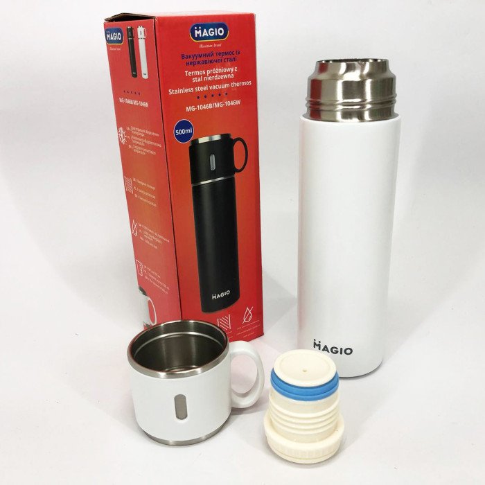 Термос MAGIO MG-1046W 0.5 л, Красивий невеликий термос, Термокухоль для дітей, Фляга для пікніка