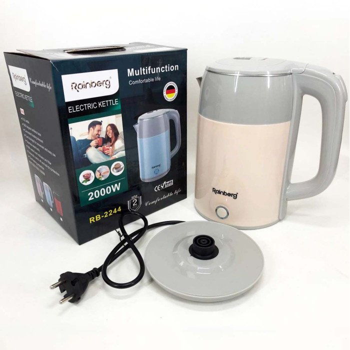 Електрочайник дисковий Rainberg RB-2244 2000 Вт 2л, стильний електричний чайник. Колір: рожевий