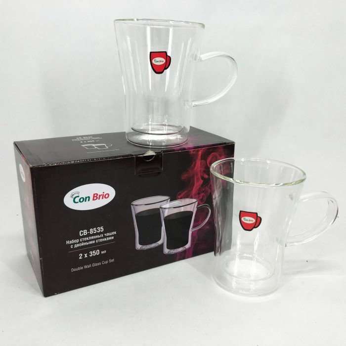Набір кухлів з подвійним дном Con Brio CB-8535-2 350 мл 2 шт, чайні чашки з подвійним дном