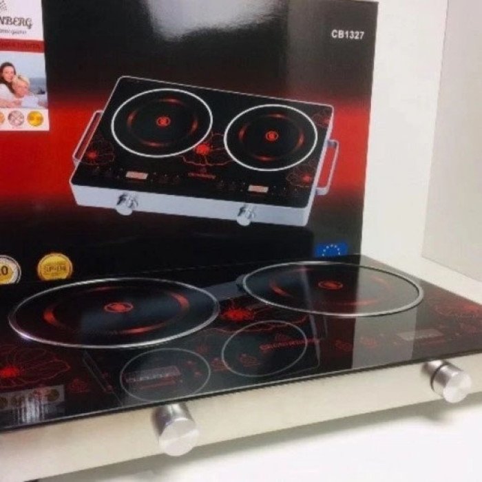 Електрична плита Crownberg CB-1327 інфрачервона настільна на 2 конфорки по 2000 Вт