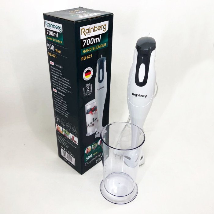 Блендер занурювальний Rainberg RB-621 побутовий блендер з чашею 500W