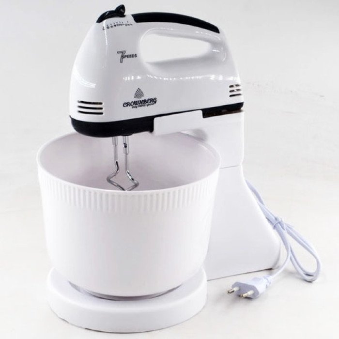 Міксер Crownberg CB-7320 ручний з підставкою та ємністю 2л 300 Вт на 7 швидкостей, кухонний тістоміс