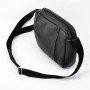 Стильна чоловіча сумка-месенджер із натуральної шкіри флотар, чорного кольору, чоловічі сумки через плече