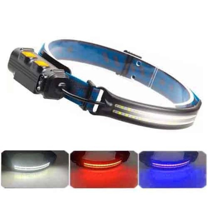 Ліхтар налобний акумуляторний BL-W691-2COB (white/red/RGB) з датчиком руху, потужний ліхтар налобний