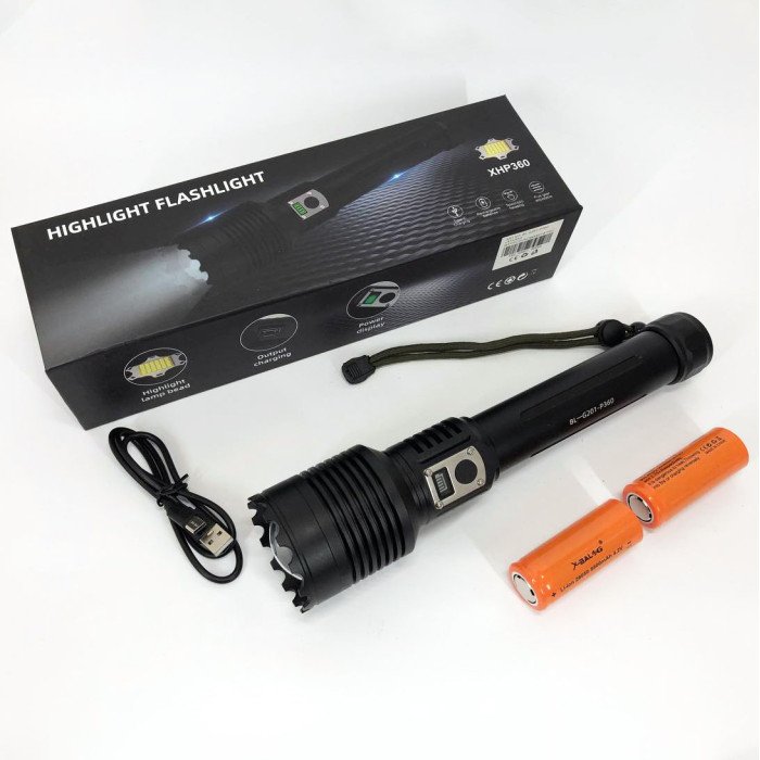 Ліхтар акумуляторний Bailong BL-G201-P360, алюмінієвий корпус, з функцією павербанку, якісний ліхтарик