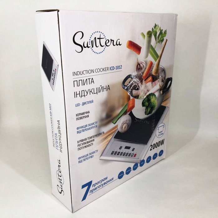 Плитка індукційна Suntera ICD-1012, 2000 Вт, індукційна плита міні, електроплита інфрачервона