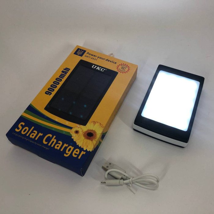 УМБ Power Bank Solar 90000 mAh мобільне зарядне з сонячною панеллю та лампою, Power Bank Charger Батарея