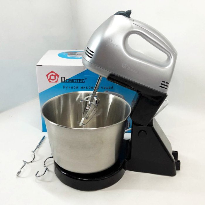 Ручний міксер Domotec MS-1133 міксер із металевою чашею та підставкою, міксер кухонний стаціонарний