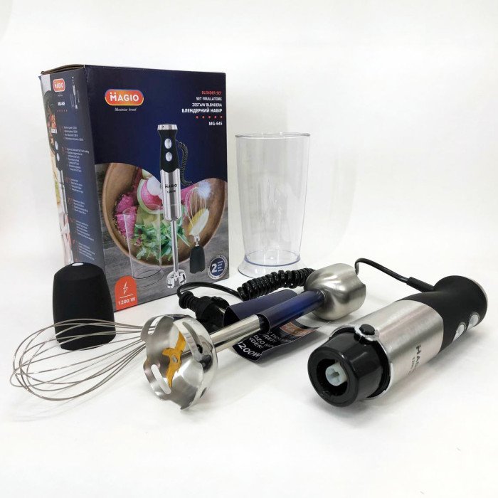 Блендер занурювальний 3в1 Magio MG-645 1200 Вт, міксер блендер ручний, блендер для молочних коктейлів