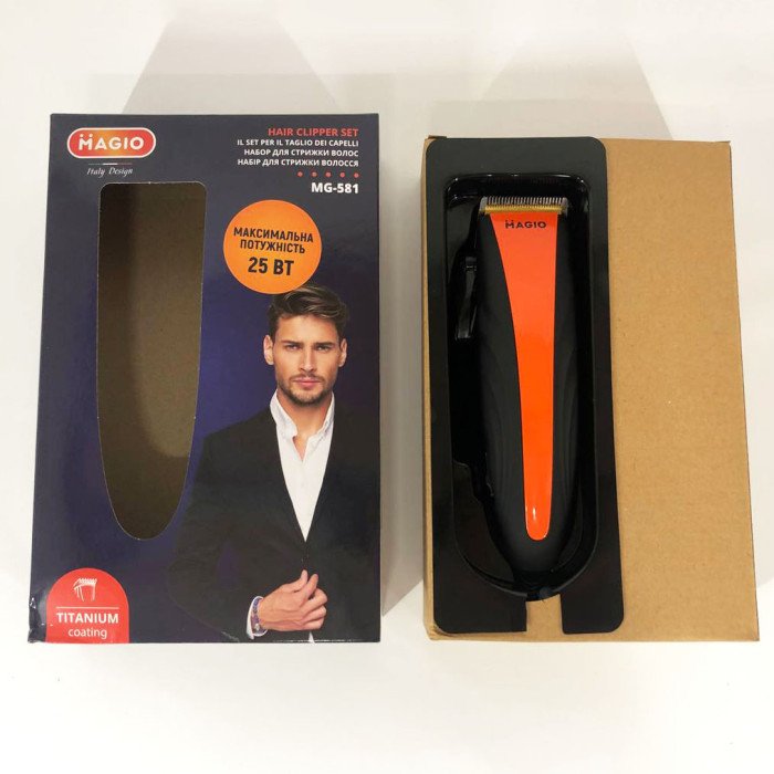 Машинка для стрижки MAGIO МG-581 титан, Машинка окантувальна, Електробритва для голови