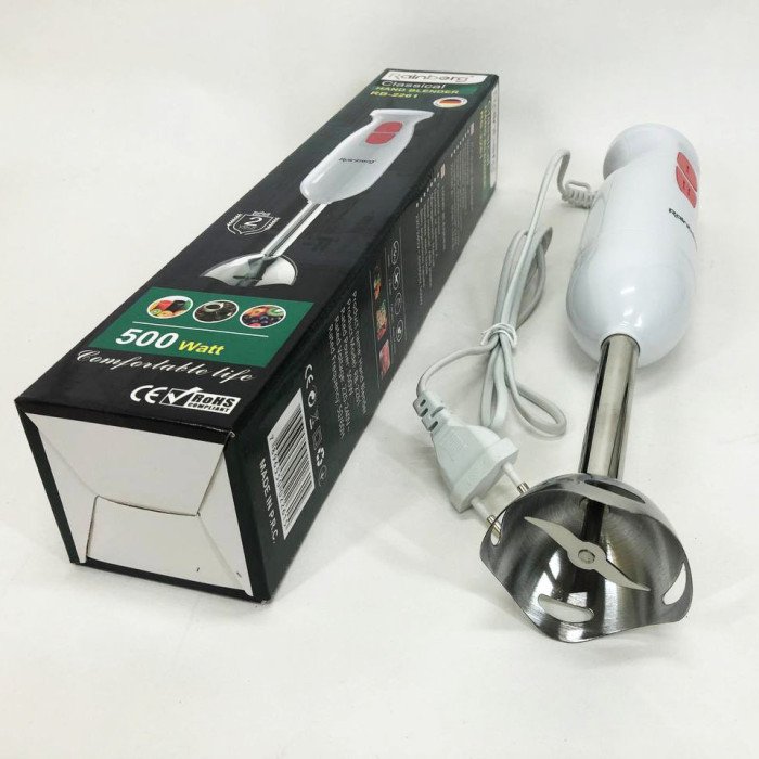 Блендер занурювальний Rainberg RB-2261 - 500 Вт, міксер блендер ручний, блендер для кухні. Колір: білий