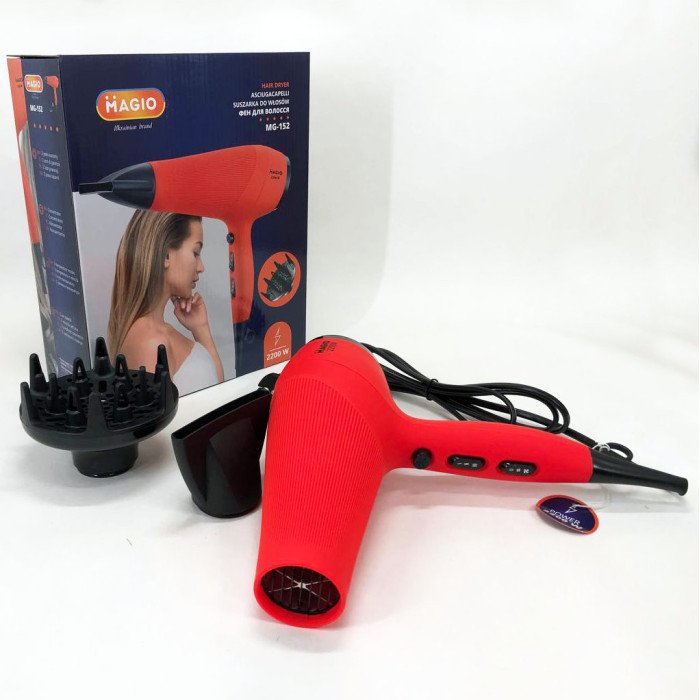 Фен MAGIO MG-152, Фен з іонізацією, Фен для волосся з режимами, Фен для волосся з насадками