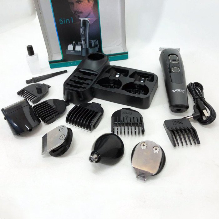 Професійна бездротова машинка для стрижки волосся VGR V-175 тример для бороди та вусів з насадками