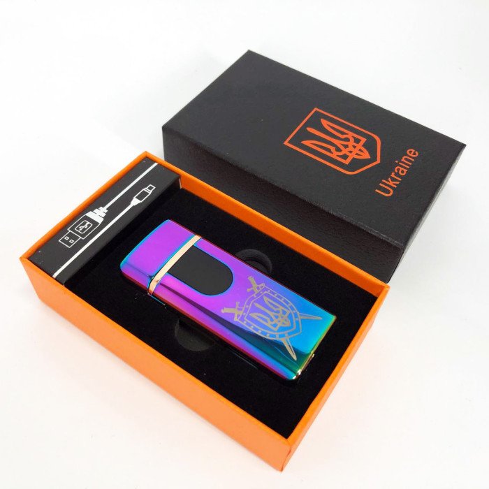 Електрична та газова запальничка Україна з USB-зарядкою HL-432, Юсб запальничка. Колір: хамелеон