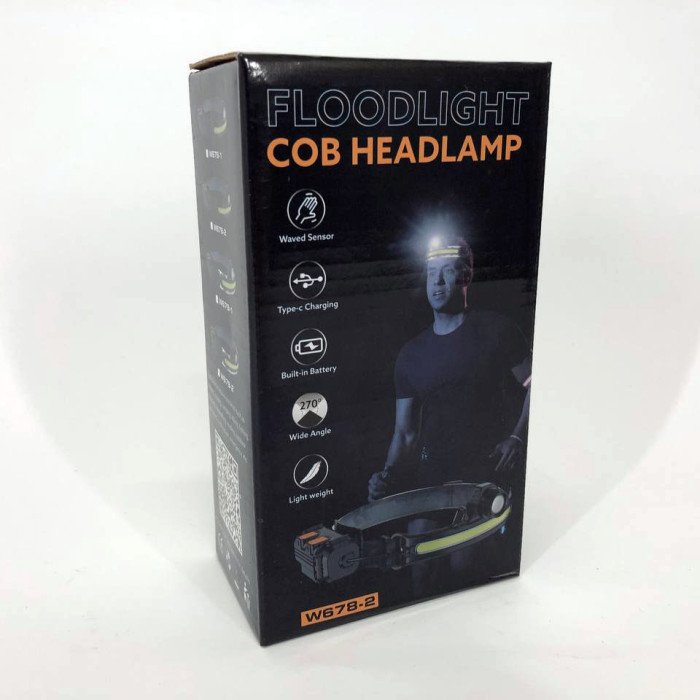 Ліхтар налобний BL-W678-2-P50+COB Line з вбудованим акумом, датчик руху, зум, індикація заряду