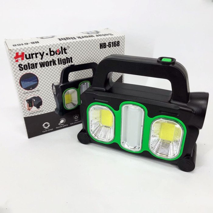 Ліхтар ручний на сонячній батареї 3в1 HB-6168-LED+2COB з боковою лампою, 3 режими з функцією Power Bank