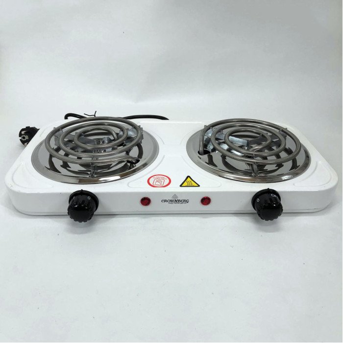 Плита електрична настільна Crownberg CB-3744 двоконфоркова спіральна 2000 Вт