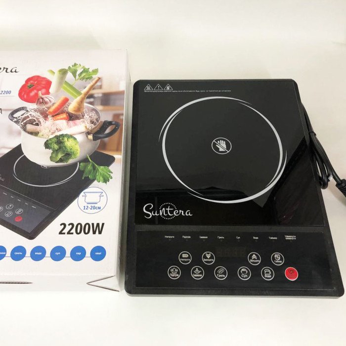 Плитка індукційна Suntera ICD-2200, 2200 Вт, інфрачервона міні плита, індукційна плита міні