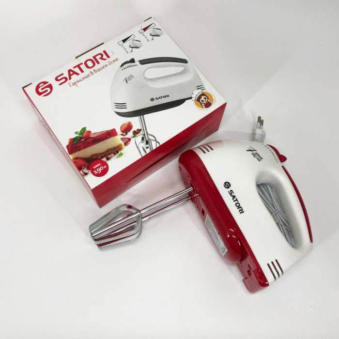 Міксер ручний Satori SM-1911-RD, найкращий ручний міксер, ручний міксер з насадками, міксер для збивання