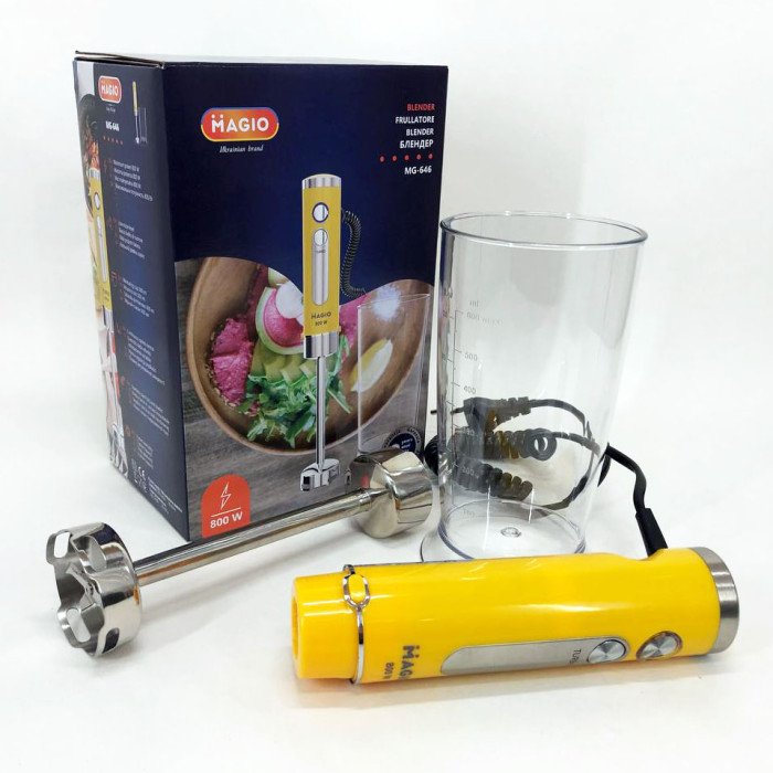 Блендер занурювальний Magio MG-646 800 Вт, портативний блендер для смузі, потужний блендер