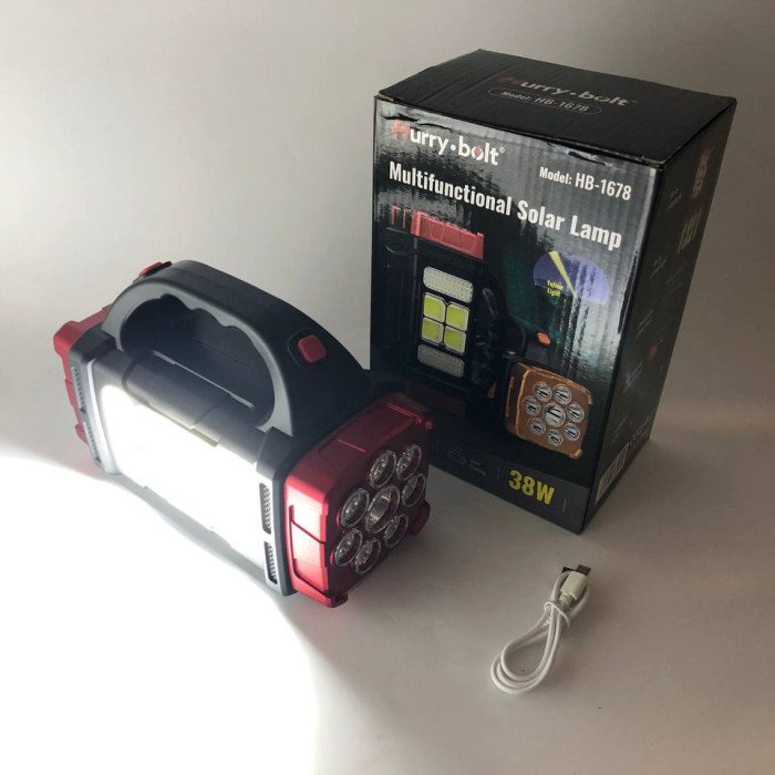 Ліхтар кемпінговий з сонячною панеллю та повербанком HB-1678-2х8LED-6COB, ліхтар кемпінговий світлодіодний